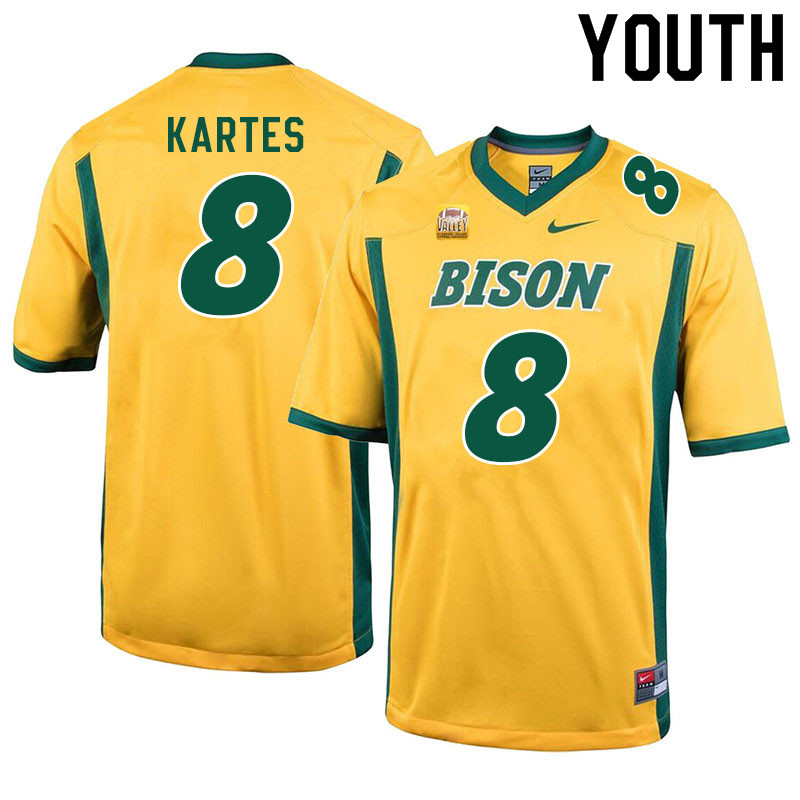 Youth #8 Mitchell Kartes North Dakota State Bison College Football Jerseys Sale-Yellow